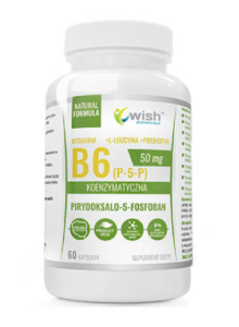 WISH Pharmaceutical Vitamin B6 (P-5-P) 50mg + L-Leucine + Prebiotic L-leucinas Amino rūgštys